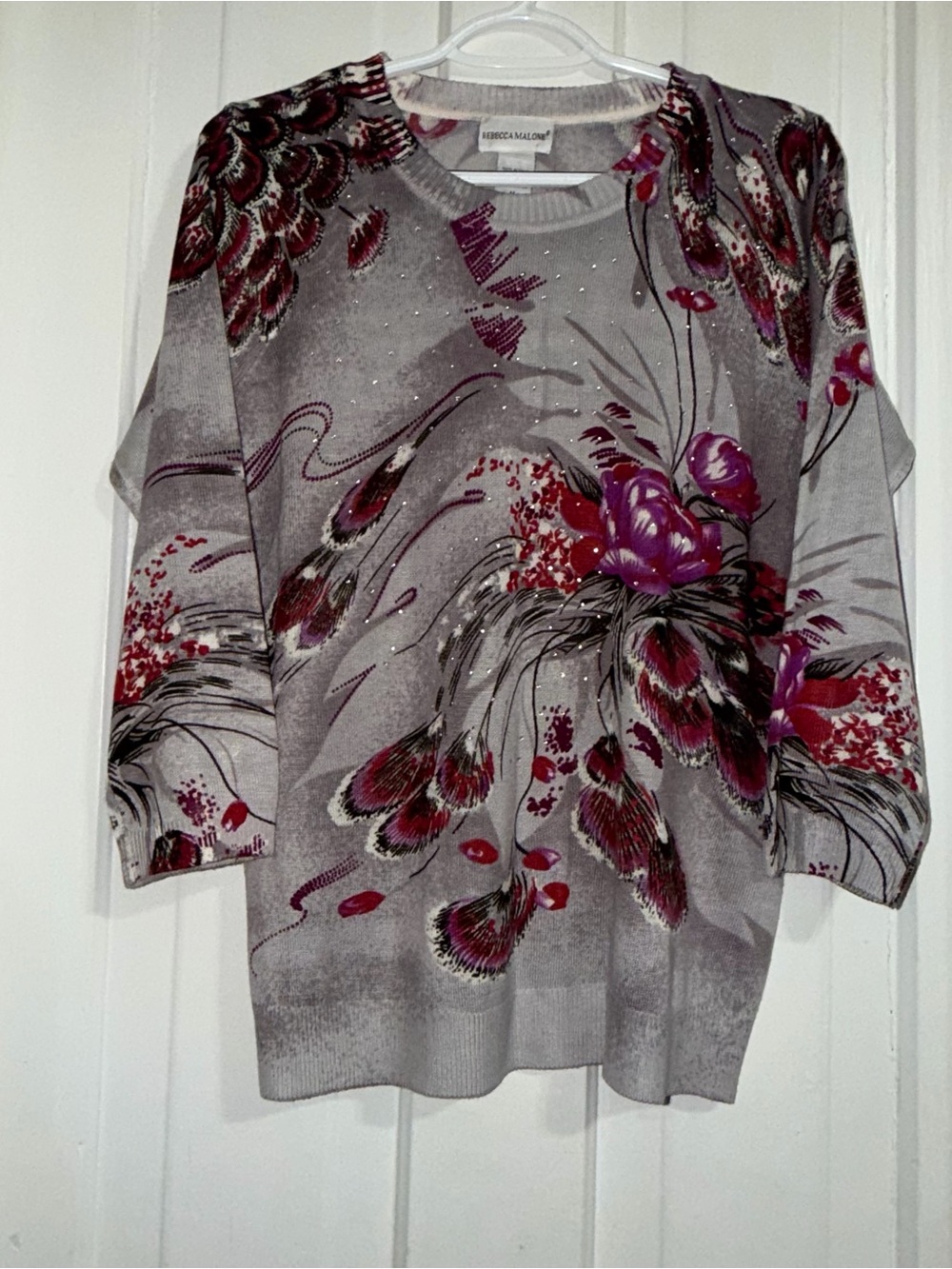 Women's size‎ medium Rebecca Malone Floral Print Sweater shirt top